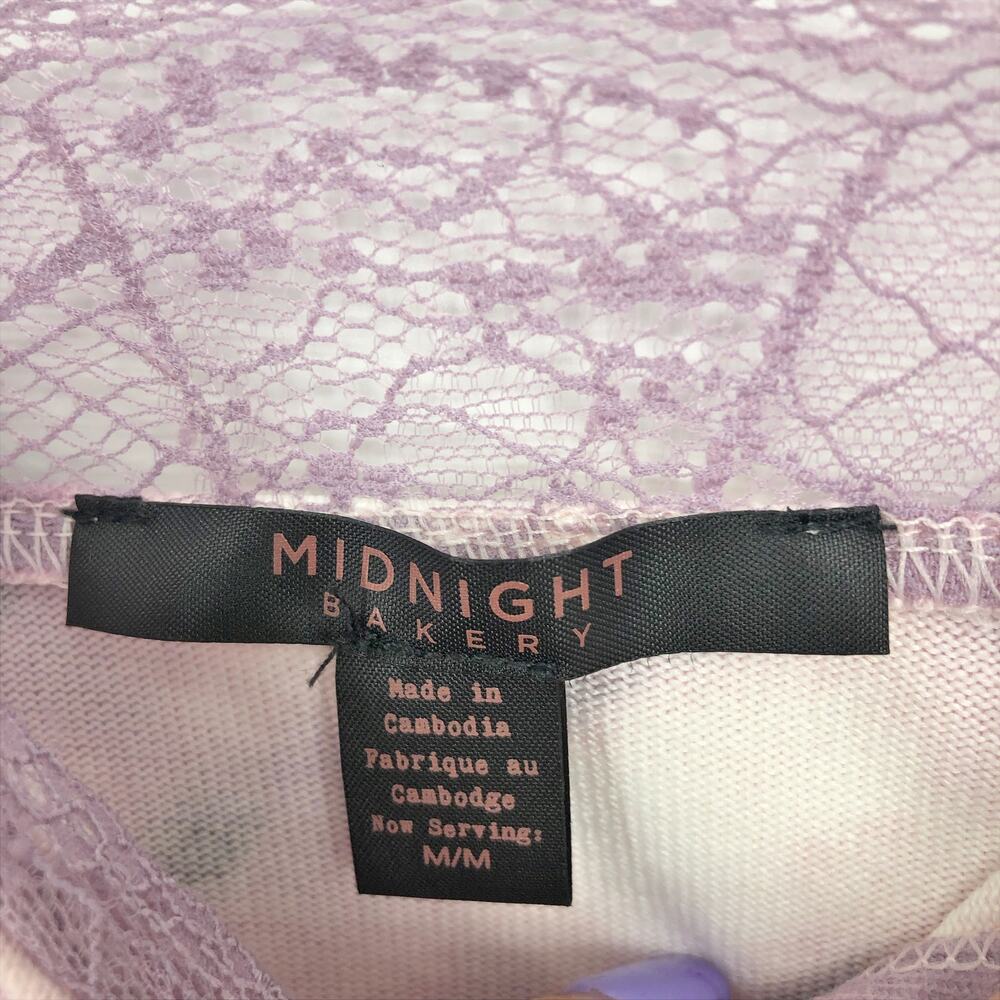 MIDNIGHT BAKERY Lace Trim Cami Medium Pink/Purple Tie Dye Satin V-Neck Top NWT - Picture 8 of 11